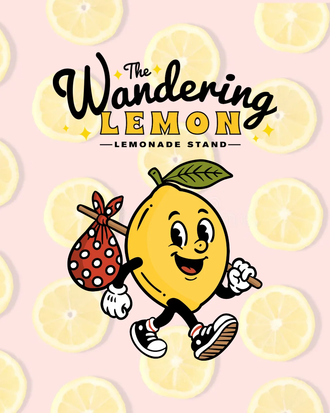 The Wandering Lemon official logo and walking lemon mascot